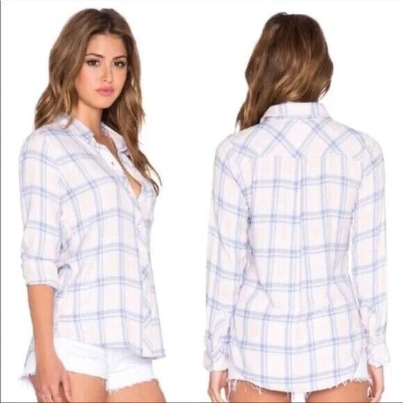 Rails Tops - Rails Pastel Pink and Blue Plaid Button Up Flannel S